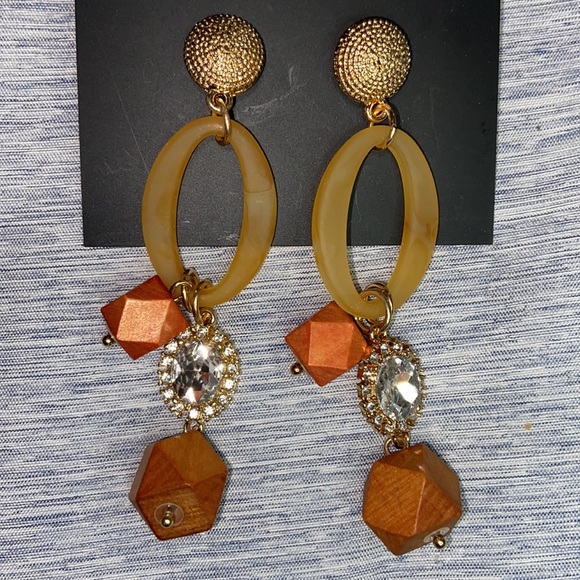 NWT New York & Company Faux-Stone Open-Oval Drop Earring - Picture 3 of 5
